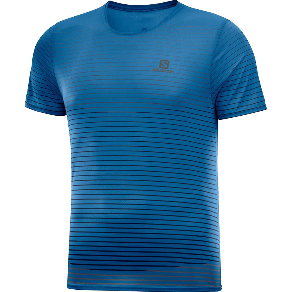 SALOMON SENSE M Philippines - Men's Tee Shirt - Blue | 097642-BUY